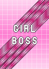 Wall Mural - “Girl Boss“ feminist quote poster, card. Vector text illustration with pink long shade.	