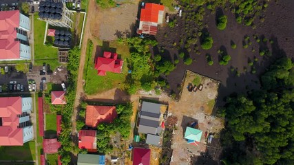 Canvas Print - Aerial Footage of local lifestyle residential housing at Kota Kinabalu city, Sabah, Malaysia