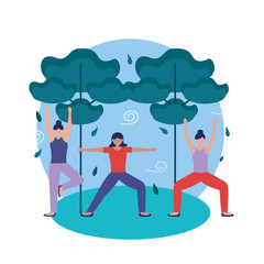 Wall Mural - Girls doing yoga pose vector design