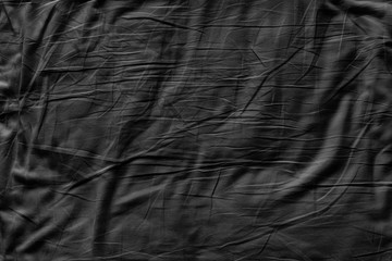 Wall Mural - Black bed sheets fabric wrinkled canvas texture background for design blackdrop or overlay background