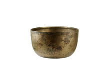 Old Antique Vintage Bronze, Brass Bowl Isolated On White Background