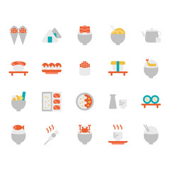 Wall Mural - Japanese food icon set. Vector illustration