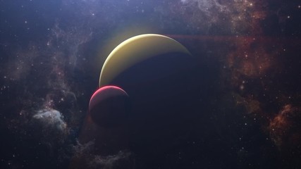 Wall Mural - realistic 3d animation of mysterious planet and satellite solar eclipse. high quality 4k animation a