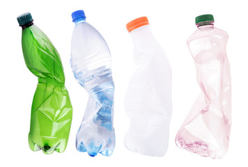 Wall Mural - Different plastic bottles on a white background. Each shot separately.