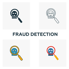 Wall Mural - fraud detection icon set. four elements in diferent styles from fintech icons collection. creative f