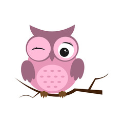 Owl night bird with big eyes. Colorful illustration