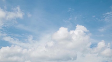 Wall Mural - Time lapse white clouds on a blue sky.