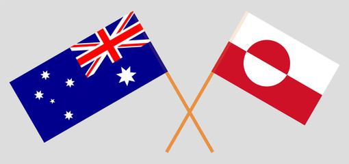 Greenland and Australia. Crossed Greenlandic and Australian flags