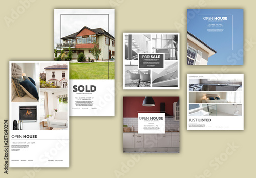 Real Estate Photo Social Media Layout Set Buy This Stock