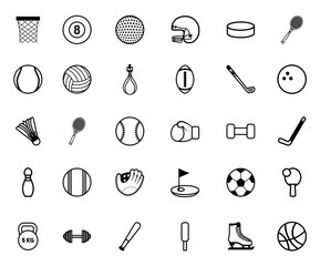 Poster - bundle of sports equipment icons