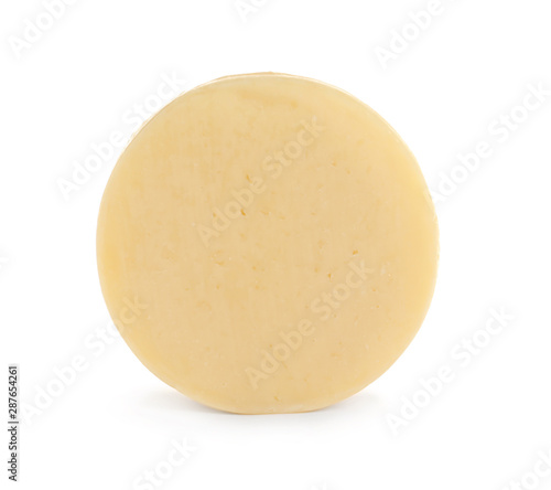 Fotografía Head of tasty fresh cheese on white background