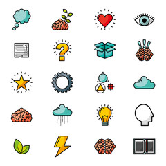 Wall Mural - bundle of brain storming set icons