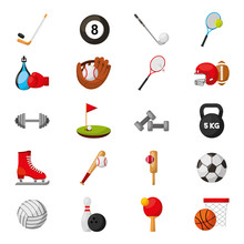 Bundle Of Sports Equipment Icons