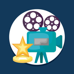 Sticker - cinema camera video with star