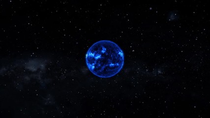 Wall Mural - Blue star burning sun fantasy animation milky way stars in background. Contains public domain elements by Nasa