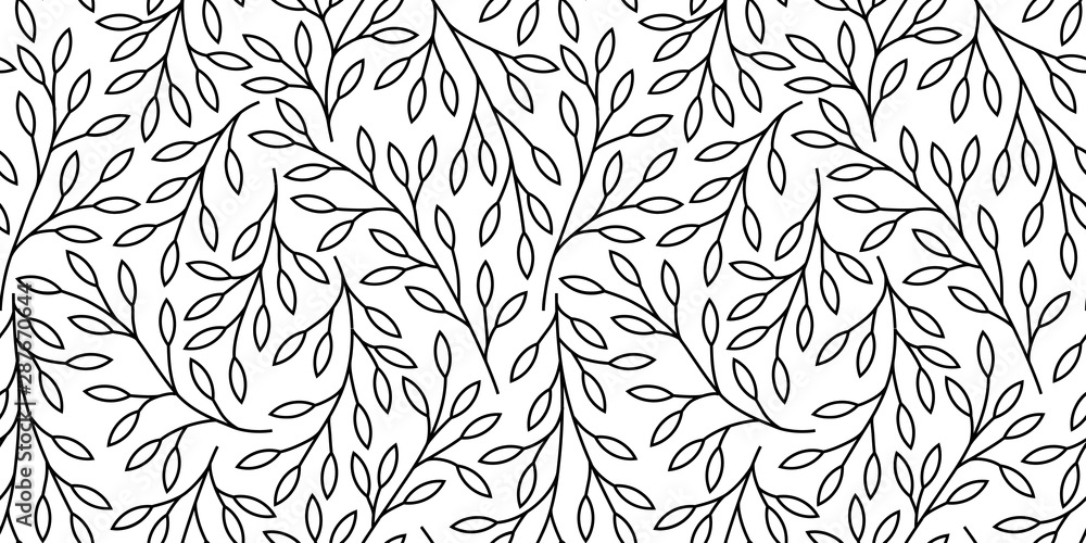 Elegant floral seamless pattern with tree branches. Vector organic background. - obrazy, fototapety, plakaty 