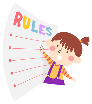 Kid Girl Follow Rules Illustration
