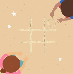 Sticker - Kids Tic Tac Toe Sand Illustration