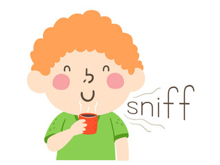 Canvas Print - Kid Boy Smell Sniff Onomatopoeia Sound Sniff