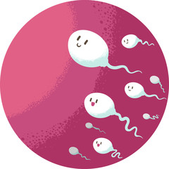 Sticker - Sperm Mascots Swim Egg Cell Illustration