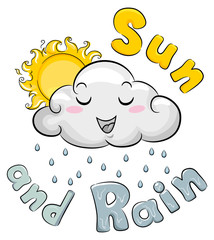 Poster - Mascot Cloud Weather Sun And Rain Illustration