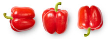 Red Peppers Isolated On White Background. Top View.