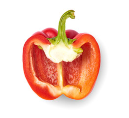 Wall Mural - A half of red pepper isolated on white background. Top view.