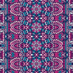 Abstract festive colorful floral vector ethnic tribal pattern