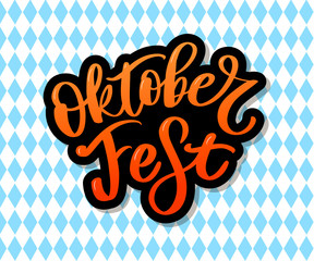 Wall Mural - Oktoberfest handwritten lettering. Oktoberfest typography vector design for greeting cards and poster. Beer Festival vector banner. Design template celebration. Vector illustration.