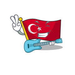 Wall Mural - With guitar flag turkey in the mascot shape