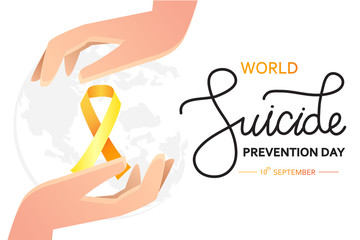 World Suicide Prevention Day concept with awareness ribbon. vector illustration for web,campaign and printing.