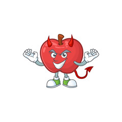 Sticker - Devil red apple funny character for vegetarian cartoon