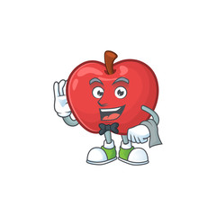 Wall Mural - Waiter red apple funny character for vegetarian cartoon