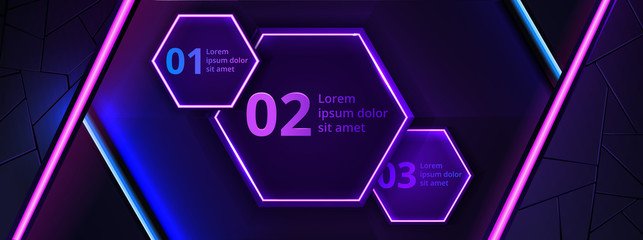 Wall Mural - abstract neon infographic background with violet light, line and texture. vector banner design in da