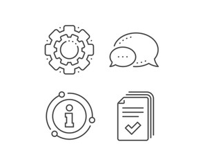 handout line icon. chat bubble, info sign elements. documents example sign. linear handout outline i