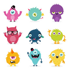 Wall Mural - cute monster cartoon design collection design for logo and print product - vector
