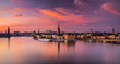 Scenic panoramic view of Gamla Stan, Stockholm at sunset, capital of Sweden.