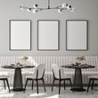 © mtlapcevic - mock up poster frame in modern interior background, cafe, restaurant, 3D render, 3D illustration