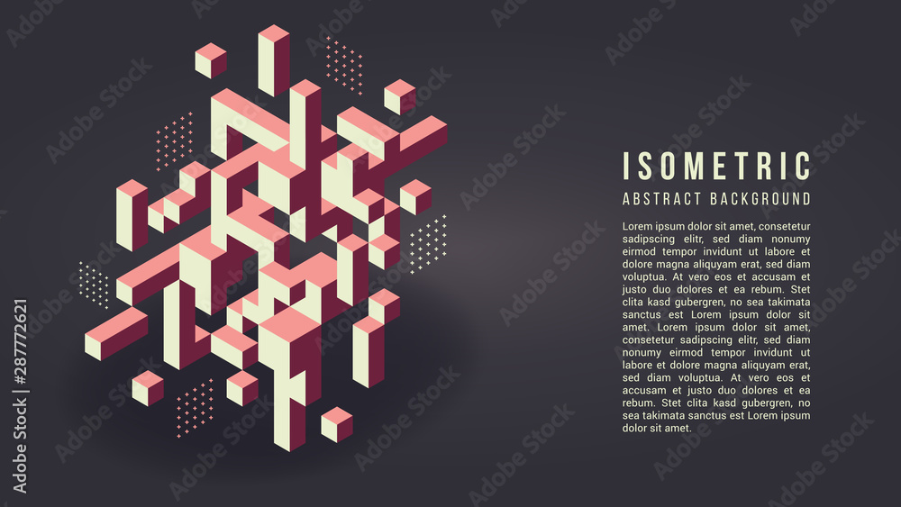 Geometric and isometric background vector template for website headers or flyers, broschures, covers, banners, posters, presentations or books.  - obrazy, fototapety, plakaty 