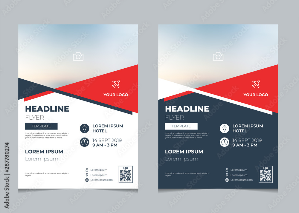 Set of business flyer template, brochure layout, poster design with geometric design - obrazy, fototapety, plakaty 