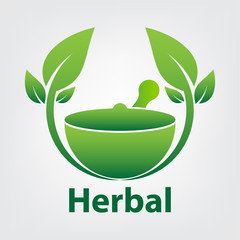 Wall Mural - green herbal logo template,herbal 100 on white background