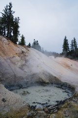 Close up of a bubbling mud pot in the Sulphur Works area of Lassen Volcanic National Park, a geothermal feature