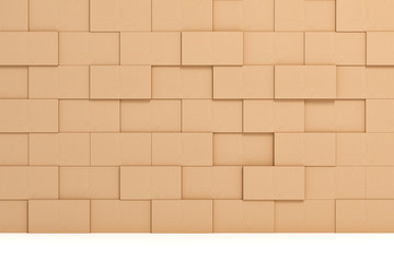 Wall Mural - wall of cardboard box on white backgroaund 3d rendering