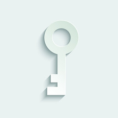 Wall Mural -   key icon/ simple unlock symbol/ paper icon  with shadow 