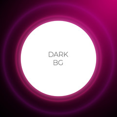 Wall Mural - dark purple round abstract design with neon light and space for text. night vector illustration.