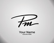 P M PM initial logo signature vector. Handwriting concept logo.