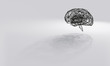 3d render of minimalist grid black brain network with long shadows on white gray background.