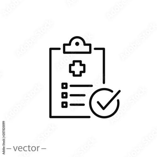 Fotografía diagnosis report icon, medical file, thin line web symbol on white background -