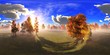 © ustas - Panorama of the autumn landscape. HDRI, environment map , Round panorama, spherical panorama, equidistant projection, panorama 360, 3d rendering