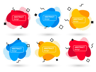 Fototapete - Set of abstract liquid shapes modern graphic elements. Fluid design forms and line. Bright abstract banners. Template for the print design of a logo, flyer or presentation. Vector illustration.